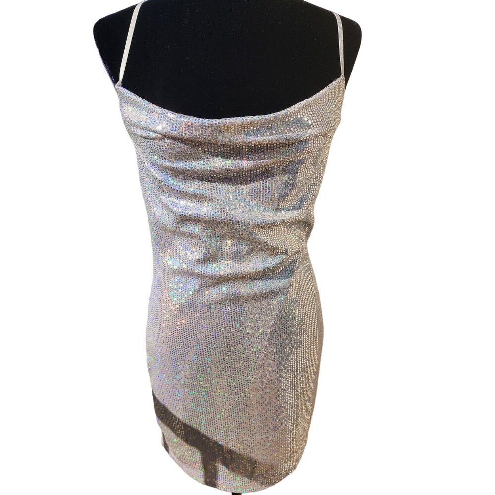 💎🎉♛⚜ Sparkly Dazzling Embellished Shimmering Party Holiday Cocktail Sexy Dress - Picture 14 of 15
